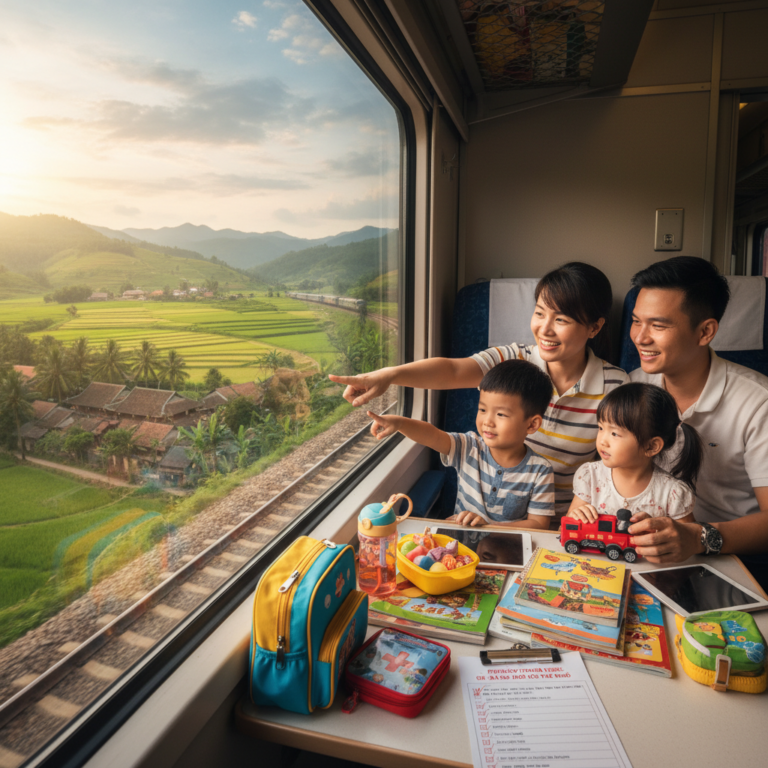 Đi tàu hoả gia đình có trẻ nhỏ — checklist chuẩn 2026