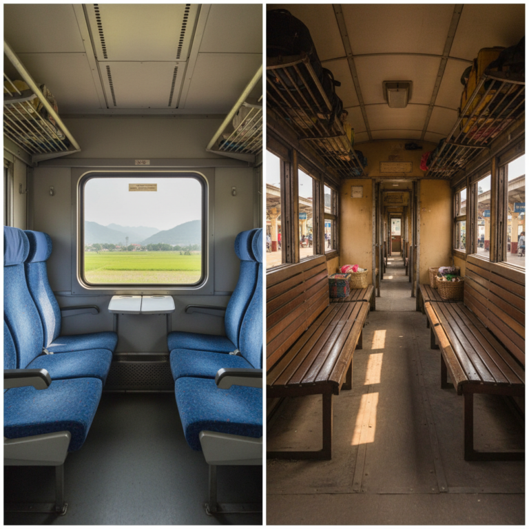 Phân biệt ghế ngồi mềm và ngồi cứng trên tàu